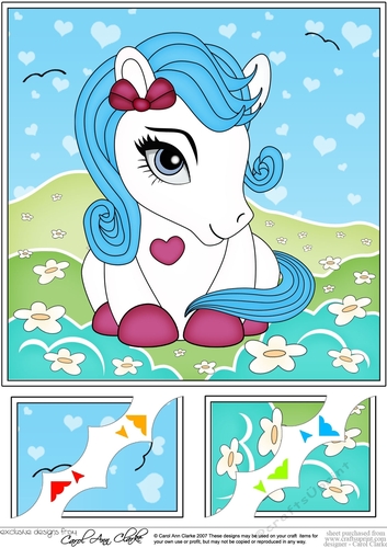 8 x 8 Cute Little Pony Scalloped Corner Topper 