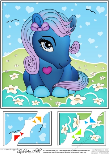 8 x 8 Cute Little Pony Scalloped Corner Topper 