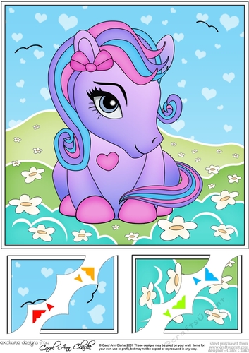 8 x 8 Cute Little Pony Scalloped Corner Topper 