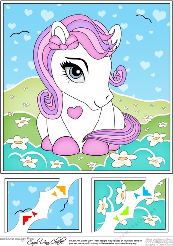 8 x 8 Cute Little Pony Scalloped Corner Topper 