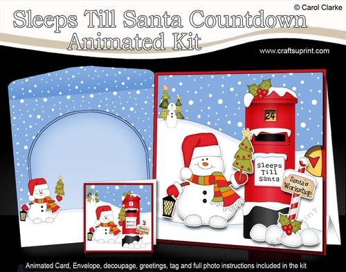 3D Animated Sleeps Till Santa Christmas Postbox Countdown Card Kit - Snowman Oli is has an Xmas Tree