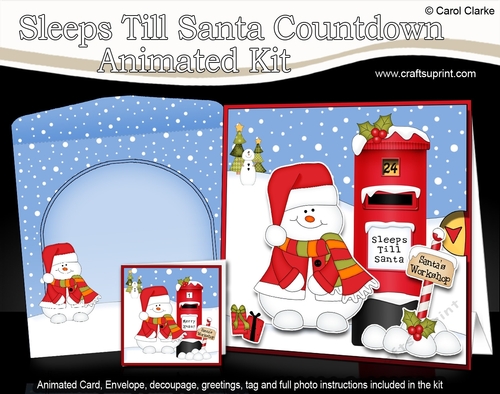 3D Animated Sleeps Till Santa Christmas Postbox Countdown Card Kit - Snowman Oli is at Santas Workshop