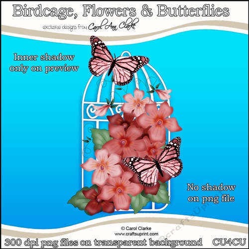 Birdcage, Flowers & Butterflies - CU4CU Digital Clip Art Set