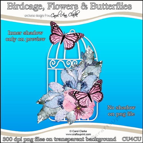 Birdcage, Flowers & Butterflies - CU4CU Digital Clip Art Set