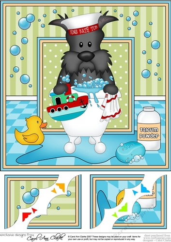 8x8 Scalloped Corner Topper - Bathtub Buddies - Little Scottie Dog