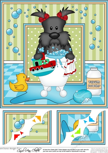 8x8 Scalloped Corner Topper - Bathtub Buddies - Little Scottie Dog