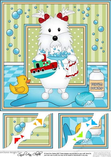 8x8 Scalloped Corner Topper - Bathtub Buddies - Little Westie Dog