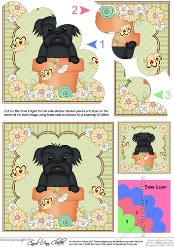 Flowerpot Friends - Little Shih Tzu Dog Dog Shell Edged Corner Side Stacker
