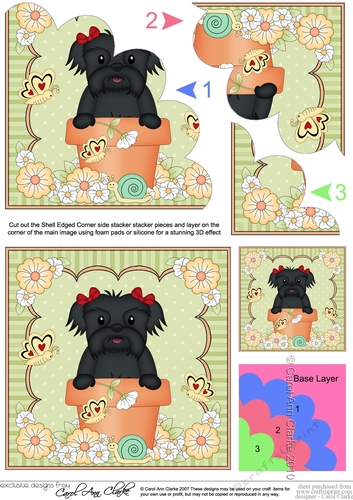 Flowerpot Friends - Little Shih Tzu Dog Dog Shell Edged Corner Side Stacker