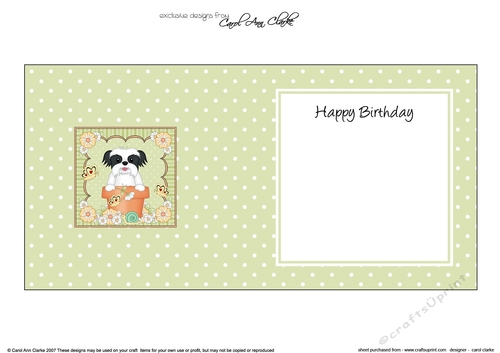 Flowerpot Friends - Little Shih Tzu Dog square landscape insert
