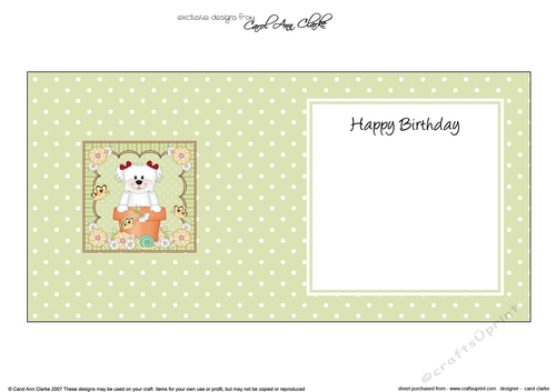 Flowerpot Friends - Little Bichon Frise Dog square landscape insert