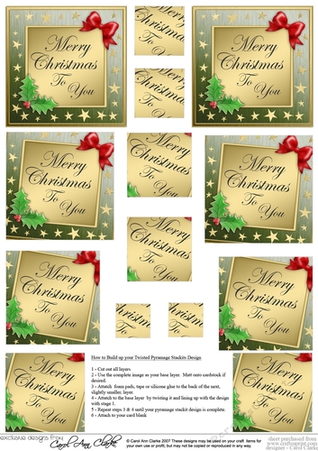 Elegant Christmas Greeting  - Twisted Pyramage sheet