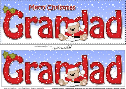 Large DL Merry Christmas GRANDAD 3D decoupage with Teddies