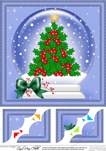 Christmas Holly Tree - 8 x 8 Scalloped Corner Topper 