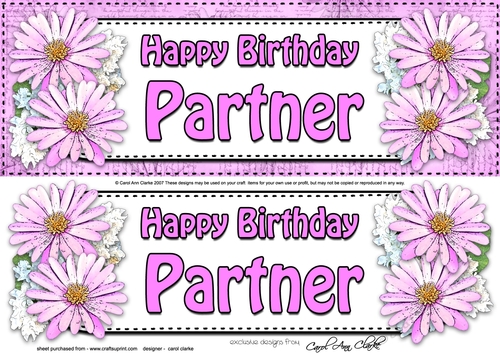 Large DL Happy Birthday PARTNER Daisies Floral 3D decoupage