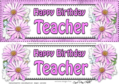 Large DL Happy Birthday TEACHER Daisies Floral 3D decoupage