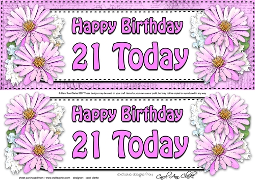 Large DL Happy Birthday 21 TODAY Daisies Floral 3D decoupage