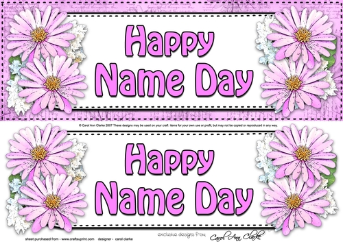 Large DL Happy NAME DAY Daisies Floral 3D decoupage