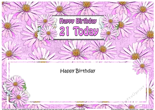 Large DL Happy Birthday 21 TODAY Daisies Floral matching insert