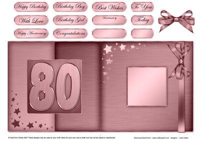 80th Metallic Age Fold Back Card