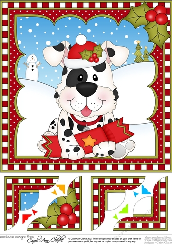 Christmas 8 x 8 Scalloped Corner Topper - Little Spotty Dog