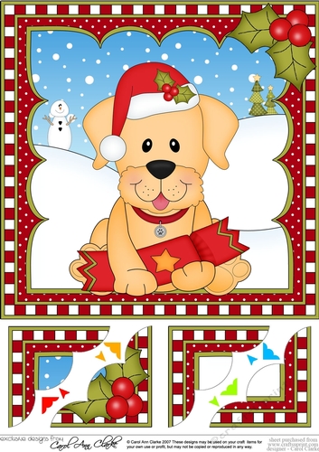 Christmas 8 x 8 Scalloped Corner Topper - Little Golden Labrador Dog