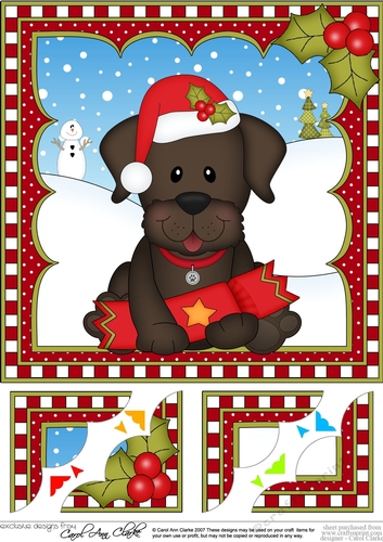 Christmas 8 x 8 Scalloped Corner Topper - Little Chocolate Labrador Dog
