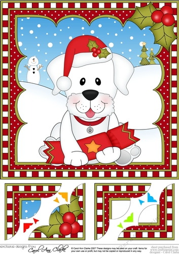 Christmas 8 x 8 Scalloped Corner Topper - Little White Labrador Dog