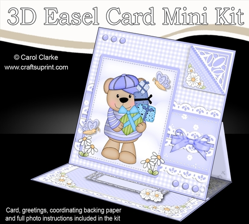 3D Easel Card Mini Kit - Cute Little Austin Bear