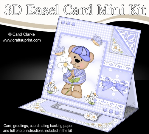 3D Easel Card Mini Kit - Cute Little Austin Bear