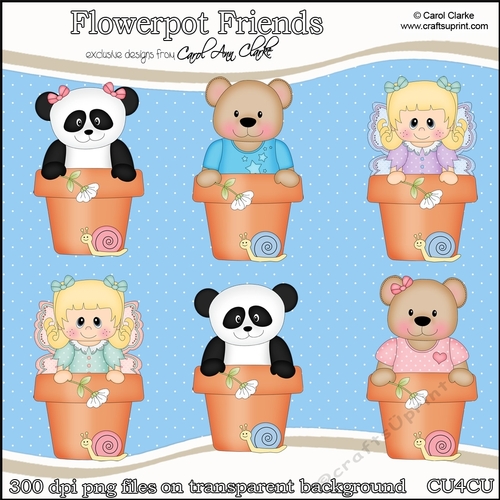 Cute Flowerpot Friends - CU4CU Digital Clip Art Set