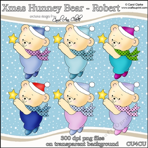 Christmas Hunney Bears - Robert - CU4CU Digital Clip Art Set