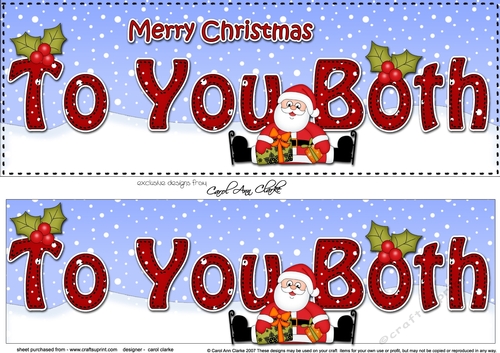 Large DL Merry Christmas TO YOU BOTH 3D decoupage with Santa 3D decoupage