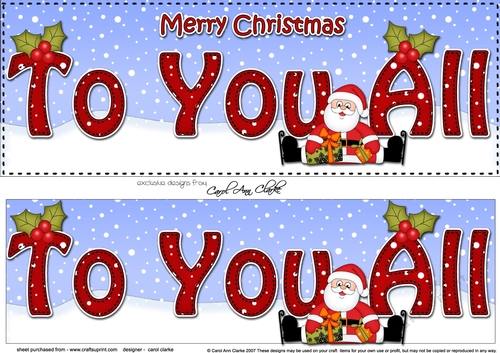 Large DL Merry Christmas TO YOU ALL 3D decoupage with Santa 3D decoupage