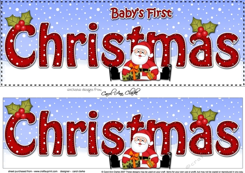 Large DL BABYS 1ST CHRISTMAS 3D decoupage with Santa 3D decoupage