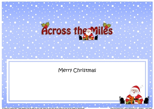 Large DL Merry Christmas ACROSS THE MILES insert with Santa 3D decoupage
