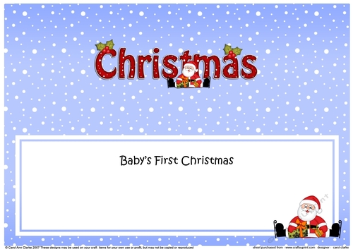 Large DL BABYS 1ST CHRISTMAS insert with Santa 3D decoupage