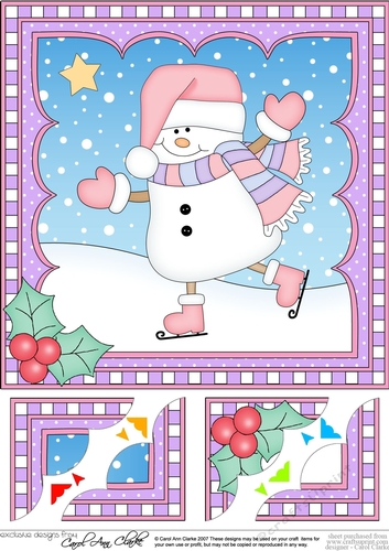 Christmas 8 x 8 Scalloped Corner Topper Snowman Oli
