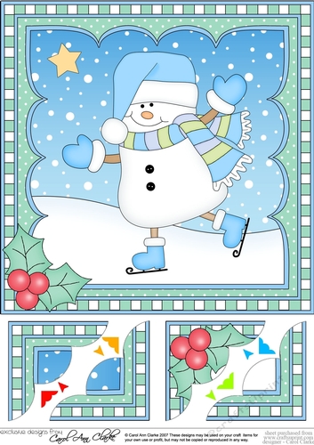 Christmas 8 x 8 Scalloped Corner Topper Snowman Oli