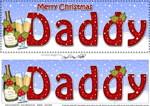 Large DL Merry Christmas DADDY with Champagne 3D decoupage