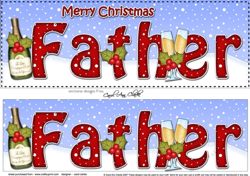 Large DL Merry Christmas FATHER with Champagne 3D decoupage
