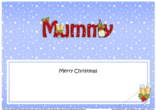 Large DL Merry Christmas MUMMY with Champagne insert