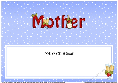 Large DL Merry Christmas MOTHER with Champagne insert