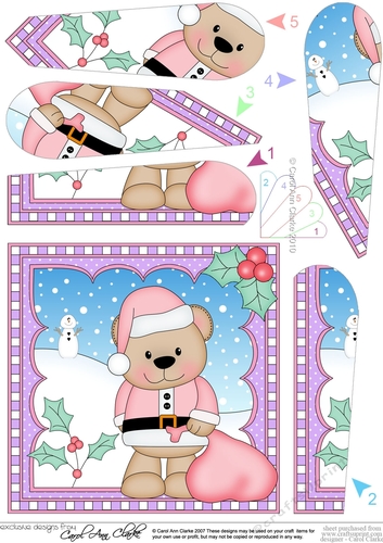 Christmas Fan Pyramage Topper - Cute Little Livvy Bear