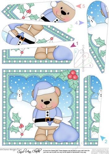 Christmas Fan Pyramage Topper - Cute Little Livvy Bear