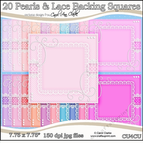 20 Pearls & Lace Backing Squares - CU4CU Digital Set