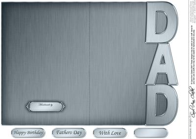 5 x 7 Elegant Metallic Dad Shaped Card