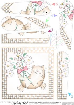 Cute Cat Quick Card with Fan Pyramage Topper