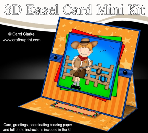 3D Easel Card Mini Kit - Cute Boyz - Cowboy Zeb