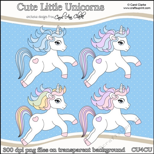 Cute Little Unicorns - CU4CU Digital Clip Art Set
